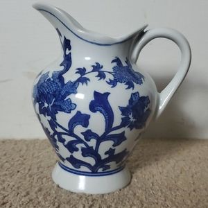 6"  blue white heavy porcelain Pitcher